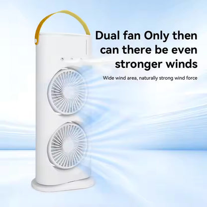 Rechargeable Mist Fan - Dual Spray with Automatic Rotation and Lighting Effects